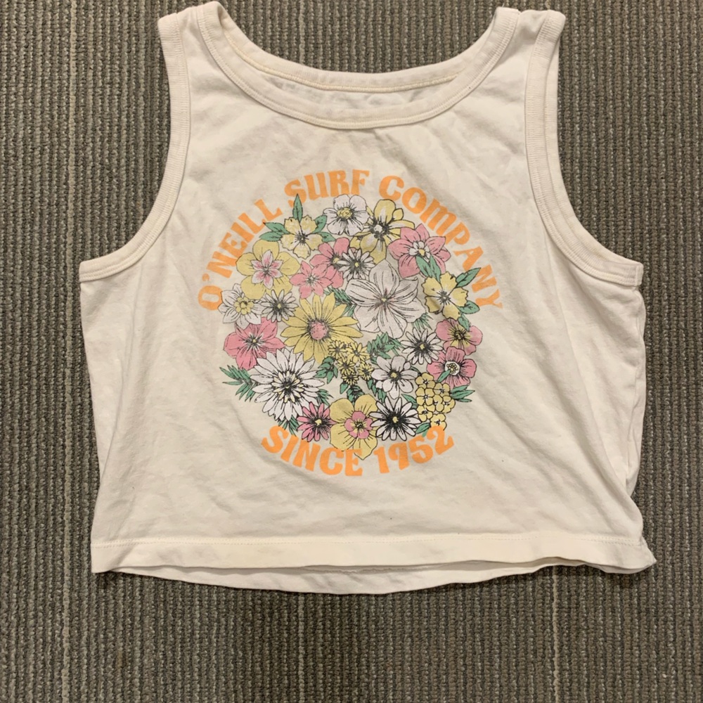 White floral cropped tank top